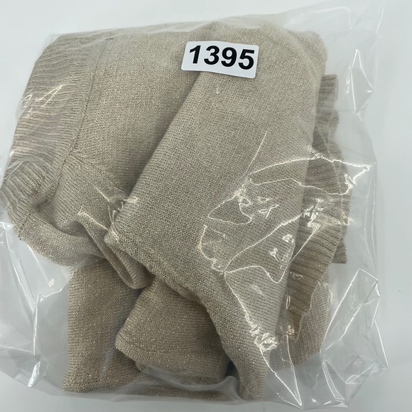 Womens Small Beige Gold Metallic Cowl Neck‎ Sweater Casual Elegant - Picture 3 of 8